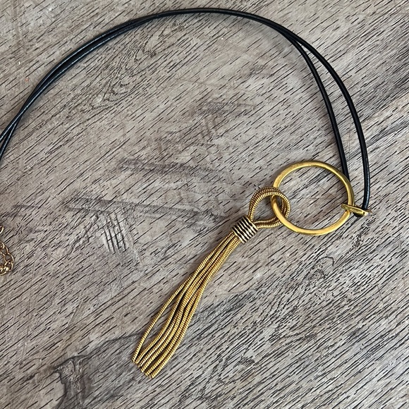 Paris Leather Chain Drop Necklace - Picture 5 of 7